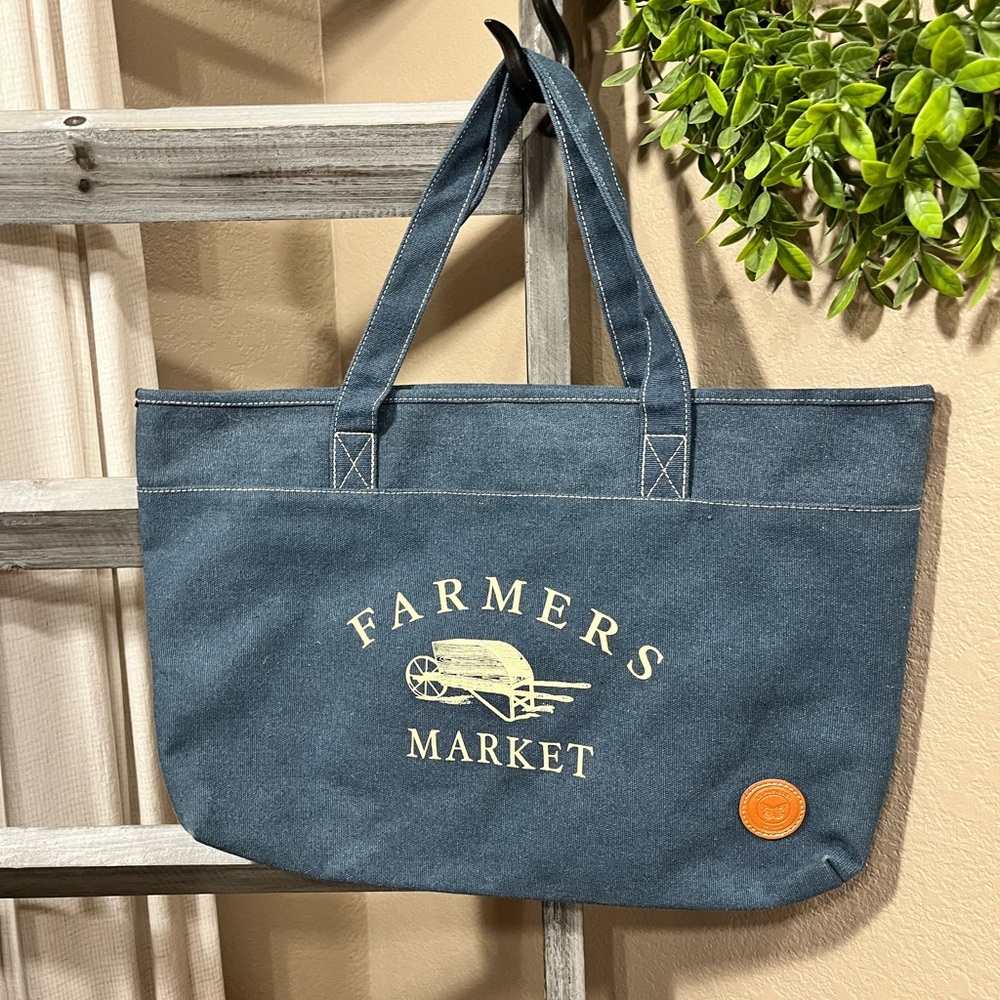 NWOT LE PAPILLON BLUE DENIM FARMERS MARKET TOTE BAG